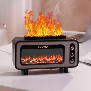 200ml USB Flame Air Humidifier and Aroma Oil Diffuser Night Light Gift Set for Home Car Hotel