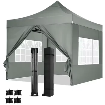 Glamping steel frame 10x10 pop up tent outdoor gazebo tent heavy duty foldable 3x3 canopy tent for camping
