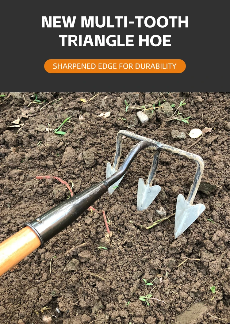 product high quality custom agriculture tools farming  hoe  garden tool  four teeth triangular hoe-4