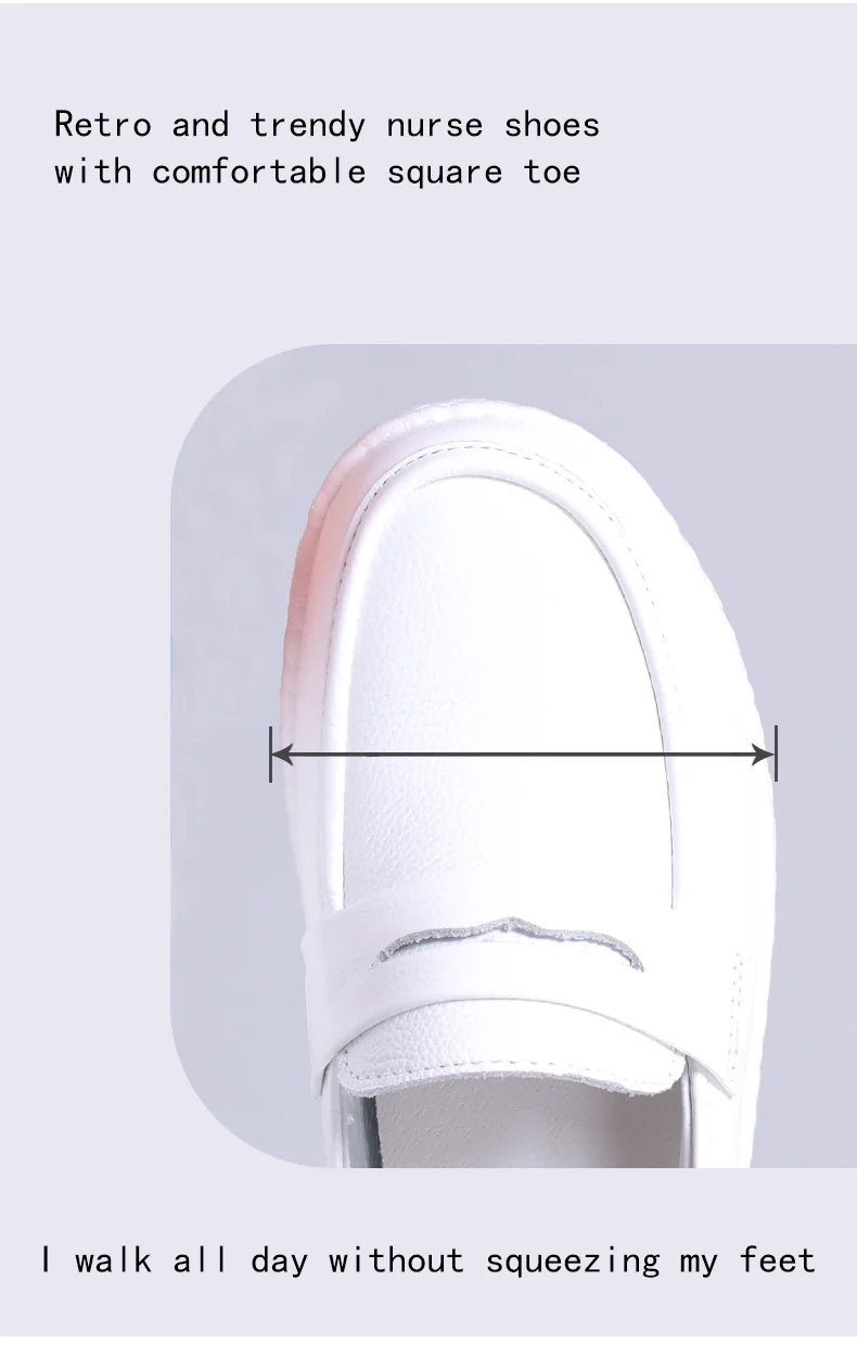 Casual White Genuine Leather Nurse Shoes for Women Comfortable and Breathable for Hospitals