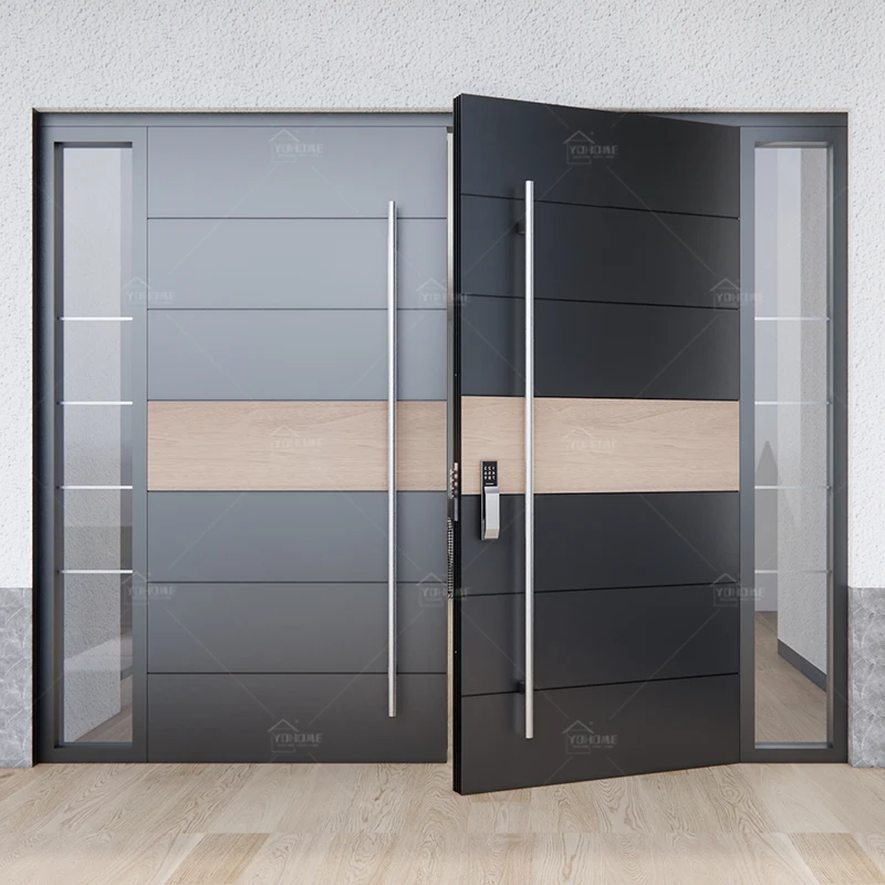 USA Standard Simple Double Swing Front Door Stainless Steel Main Double Leaf Door Designs for Houses Double Exterior Entry Doors