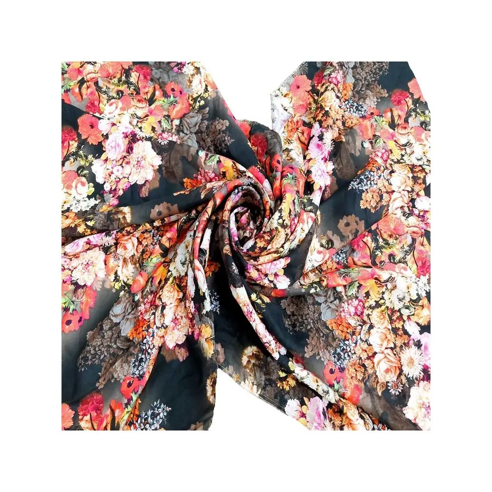 Шелковая хлопчатобумажная смешанная ткань пижамная с цветочным принтом на