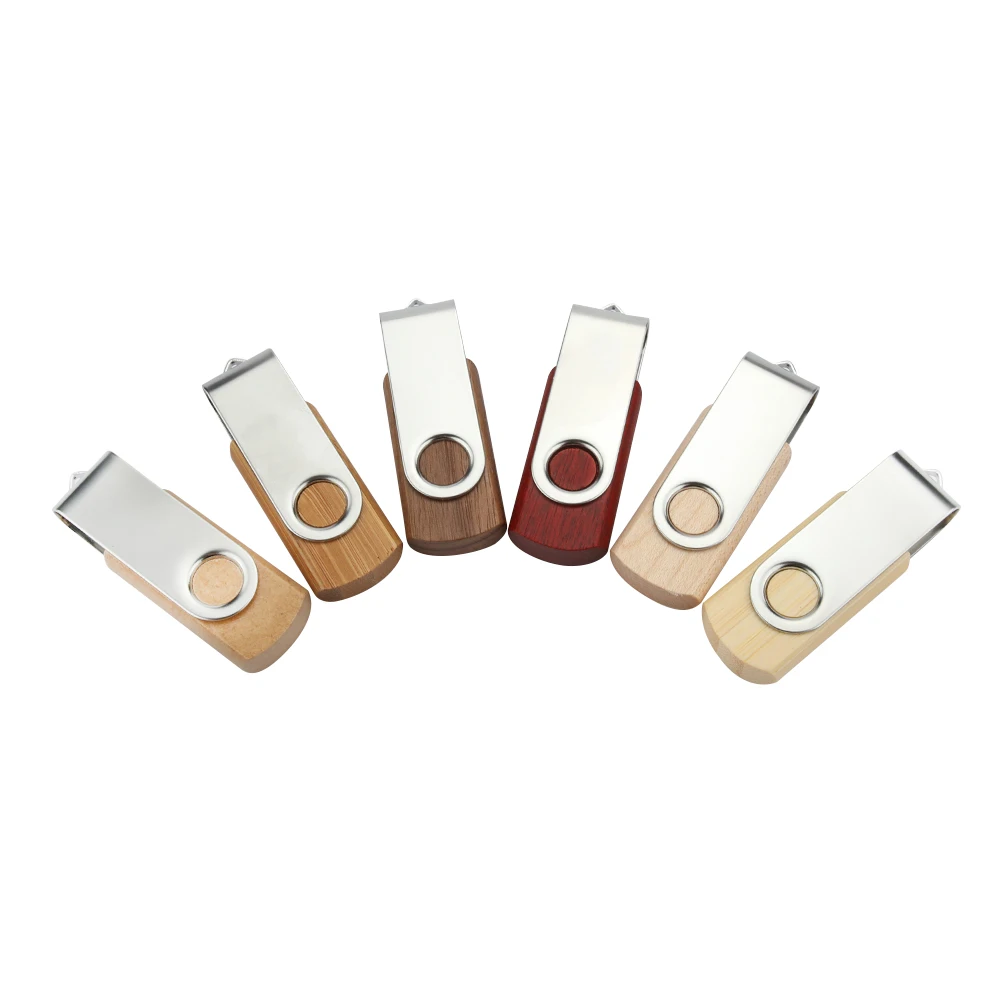 Generic Metal Wooden Swivel Flash Drive Rotating External Storage Memory Stick Usb 2.0 3.0 U Disk Pen Drive