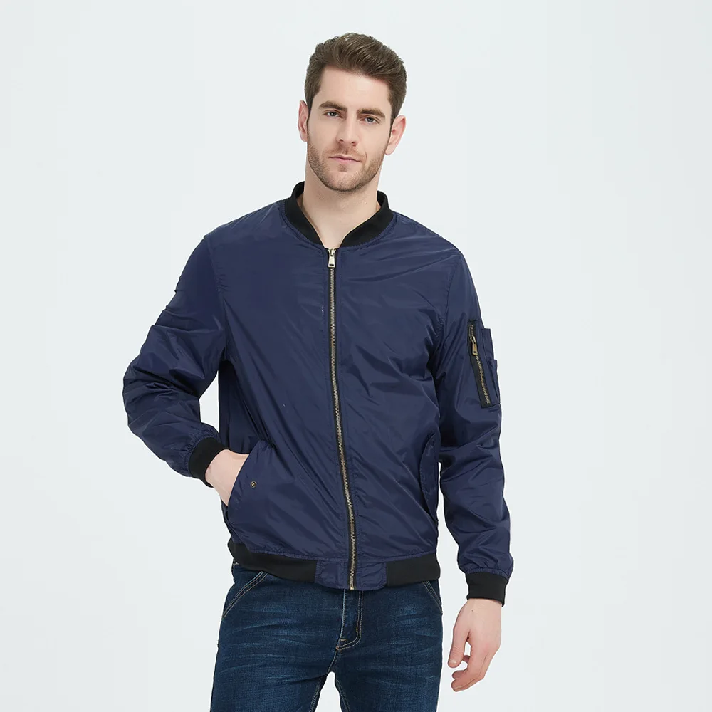 Men's Bomber Jacket Solid Colour Casual Lightweight Autumn Winter_voghion.com