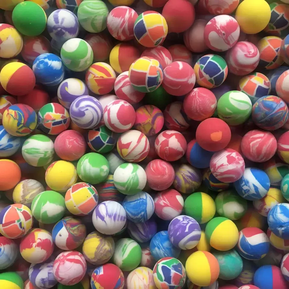 Mixed Stock Mini Bouncy Balls Logo Printing 20mm 27mm 32mm Colorful Plastic Rubber Vending Machine Promotional Toy for Bouncing