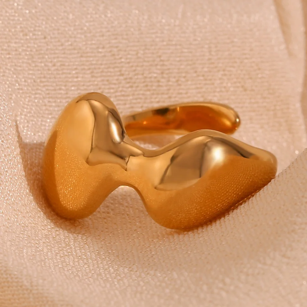 Minimalist Jewelry Gold Plated Jewelry Melting Style Adjustable Ring