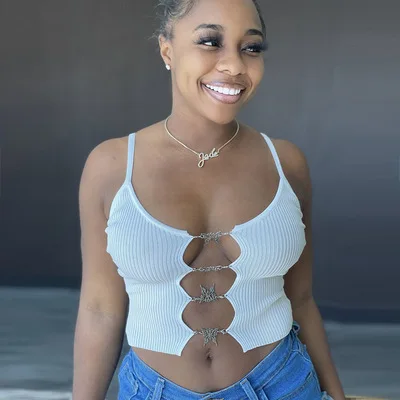 Think Summer Butterfly Chain Clothings Sleeveless Tank Tops Backless  Hollow-out Party Club Sexy Cross Camis Crop Top Women - Buy Crop Top  Women,Summer 2021new Arrivals Sexy Vest Women Fashion Bandage Halter Chest