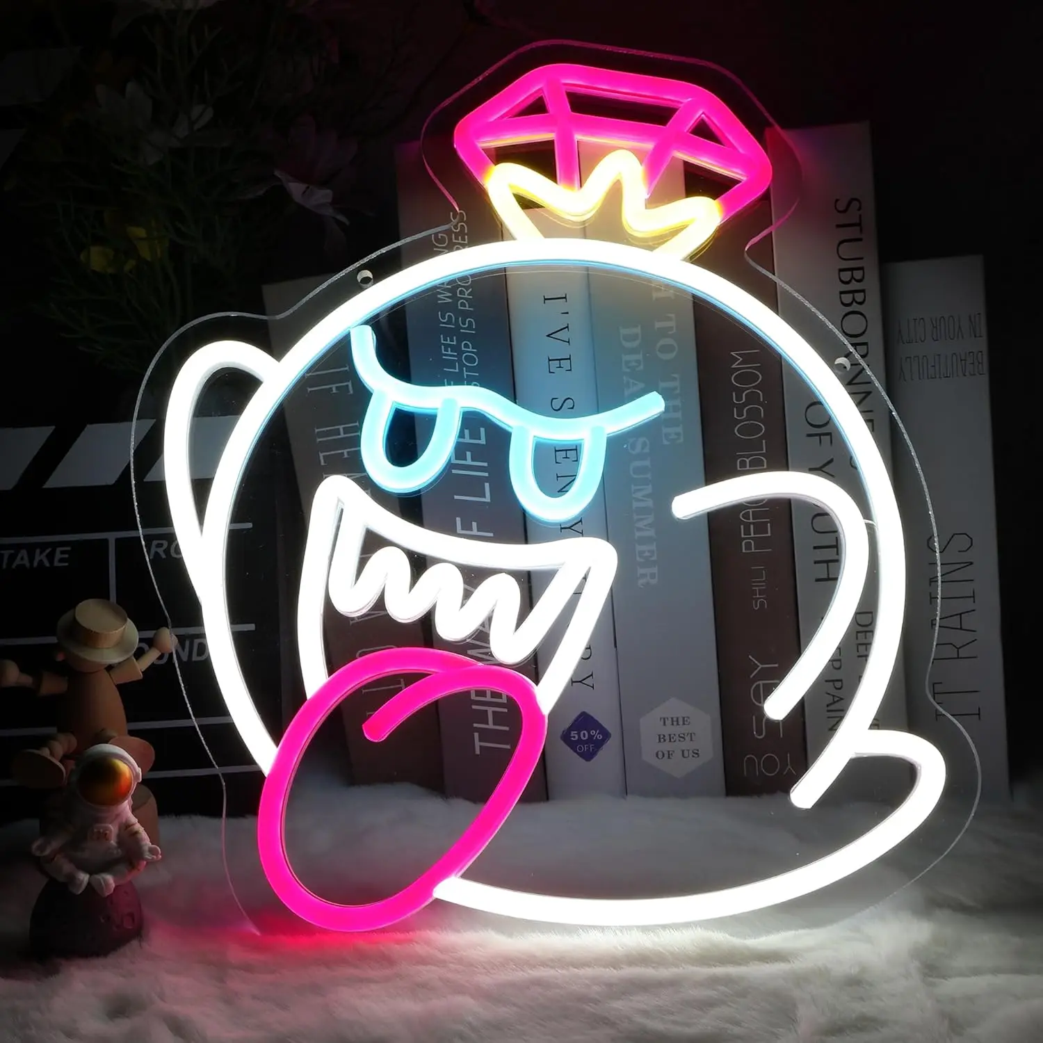 JOSEBRU King Boo LED Neon Light Sign - Mario Ghost Face Acrylic Lamp For Game Room Decor (13.4"x12.6") - View #3