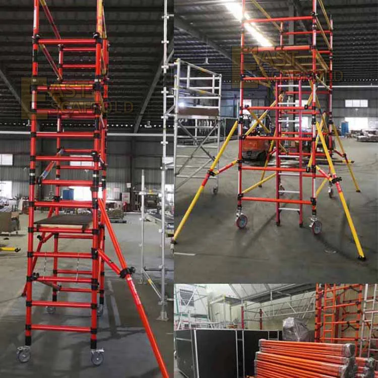 Electrical Project Mobile Insulated Electron Ladder Fiberglass Electric Scaffold Rental
