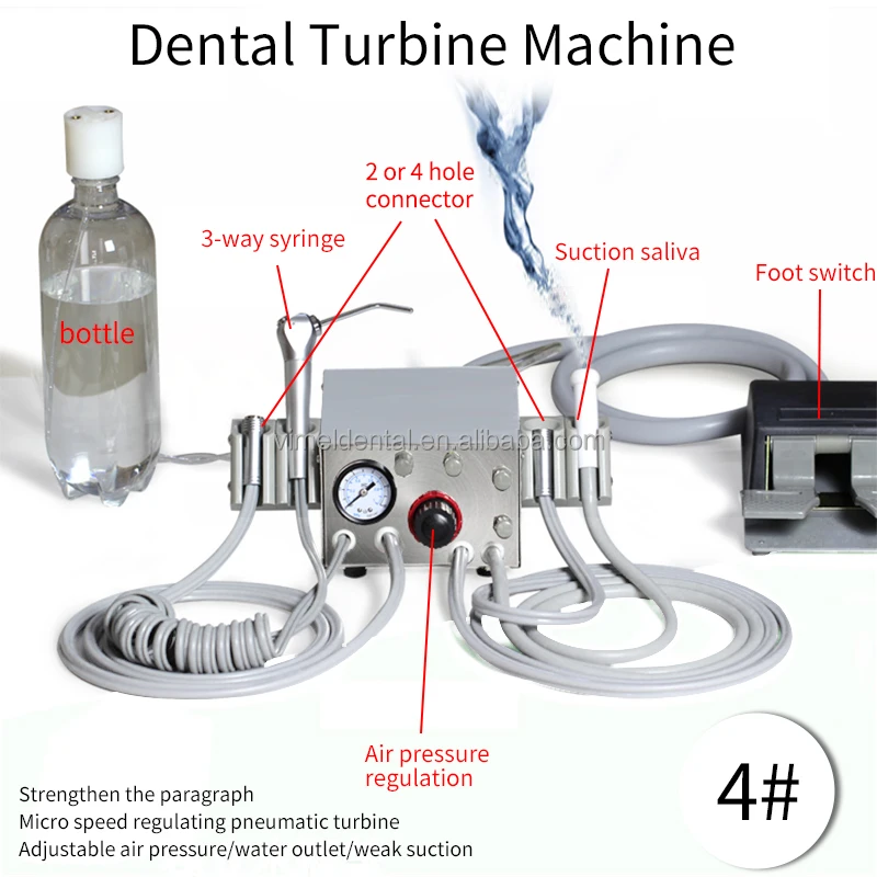 Portable Dental Turbine Unit Work With Compressor Air Water Syringe And