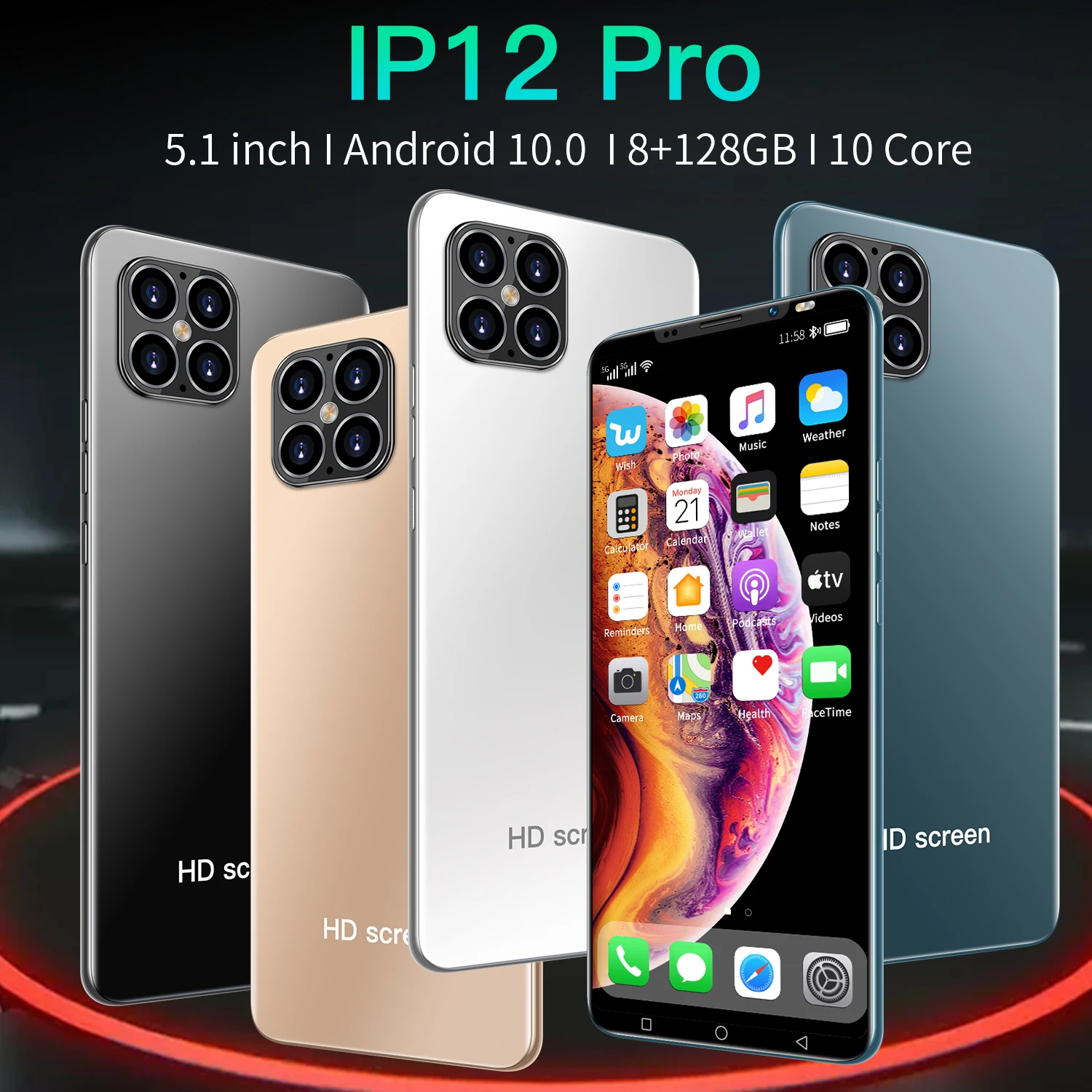 2021 Самый дешевый смартфон IP12 Pro 8 ГБ + 128 ГБ 5,1 дюймовый ...
