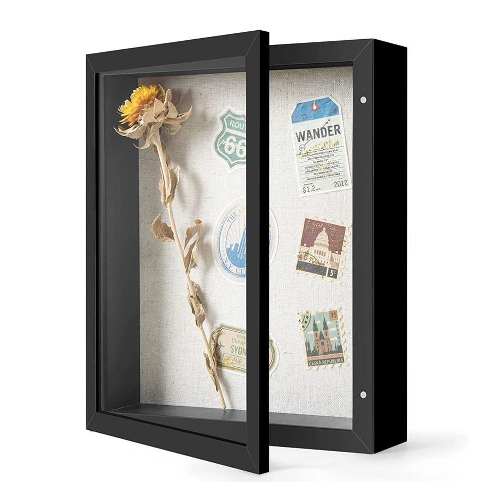 8x10 Shadow Box Frame With Linen Back Distressed White Rustic Picture