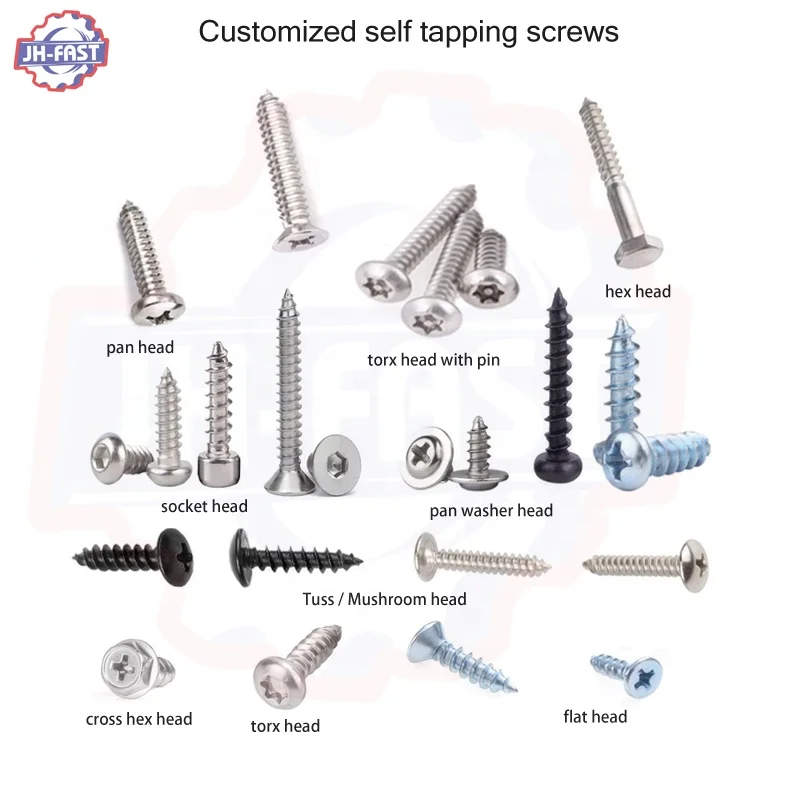 China Factory Custom SS304 Self-Tapping Screws Phillips Cross Hex Flange/Torx/pan/flat Head Stainless Steel Self Tapping Screws