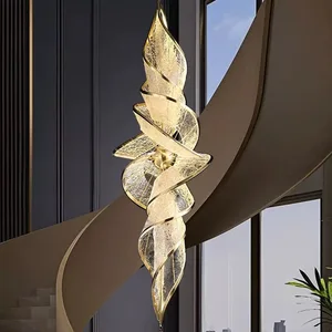 Italian High-End Customizable Villa Lamp Duplex Living Room Spiral Staircase Dining Room Club Ribbon Chandelier Pendant Lights