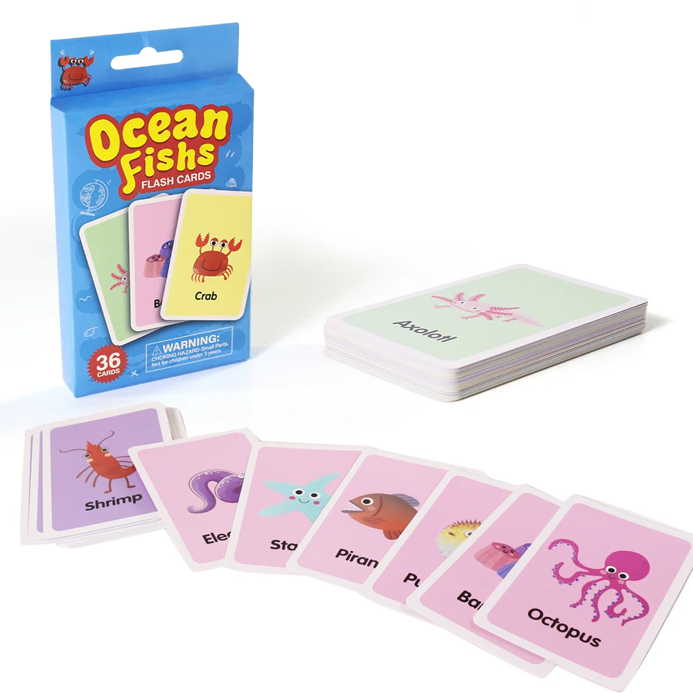 Double Side Printing 36pcs Sea Animal Name Card Educational Toys