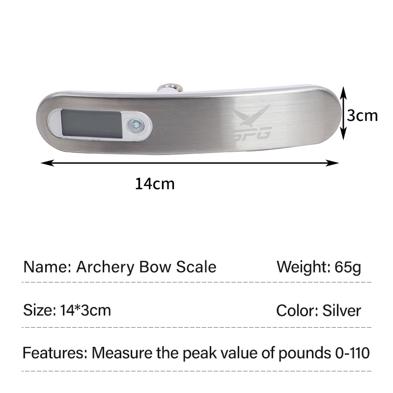 110 lbs Digital Bow Scale Recurve Archery Bow Scale Bow Poundage Scale  Hunting Scale Luggage Scale with LCD Display (Silver Archery Scale)