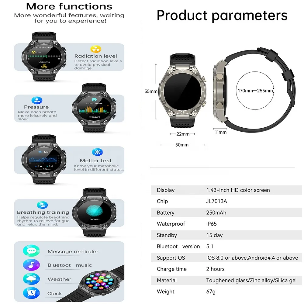 Smartwatch AMOLED Smart Wrist Watch Call Storage Touch Lcd Color Screen Oled Display Ip68 Waterproof Smart Watch