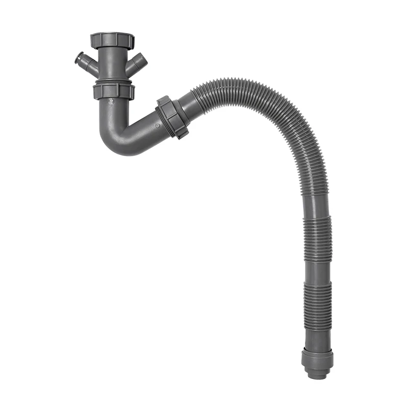 Kitchen Sink Drainage J Shape Pipes for Kitchen Single Bowl With Expandable Tubular Drain Tubing Pipe