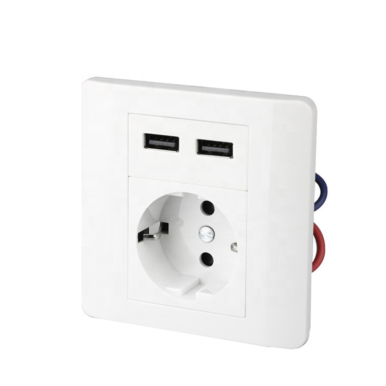 
 ЕС Usb настенная розетка высокого качества 220V ТЮФ утвержденные 2.1A универсальный тип стандартное заземление 5000 раз срок службы 12 месяцев 16A,16A  Высокое качество 220V ТЮФ утвержденные 2.1A EU usb настенная розетка