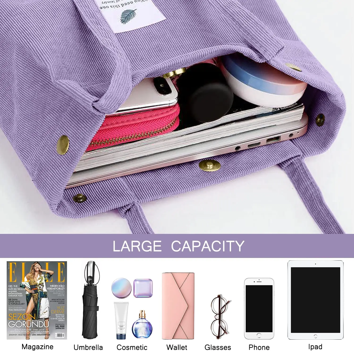 Custom Fashion Handbags Women Corduroy Shoulder Bag Canvas Shoulder Corduroy Tote Bag