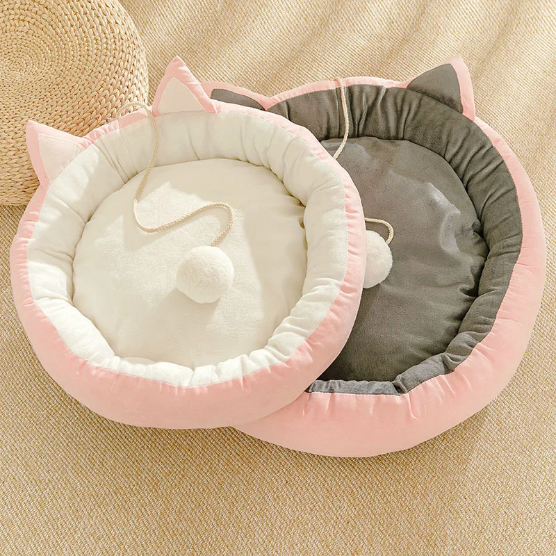 高級犬製品暖かいかわいい丸い猫の耳ベッド猫のための柔らかいペットベッド Buy ペット猫犬用ベッド 猫耳猫用ベッド 丸い猫用ベッド Product On Alibaba Com
