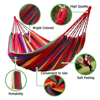 Sleeping Camping Hammock Outdoor Portable Nylon Canvas Travel Washable Swing Bed Free Storage Bag Camping & Hiking Gear Foldable
