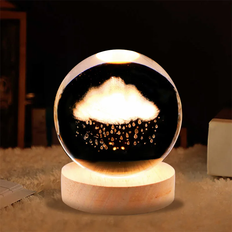 3d Art Crystal Ball Night Lamp Luminous Crystal Ball Decoration Solar ...