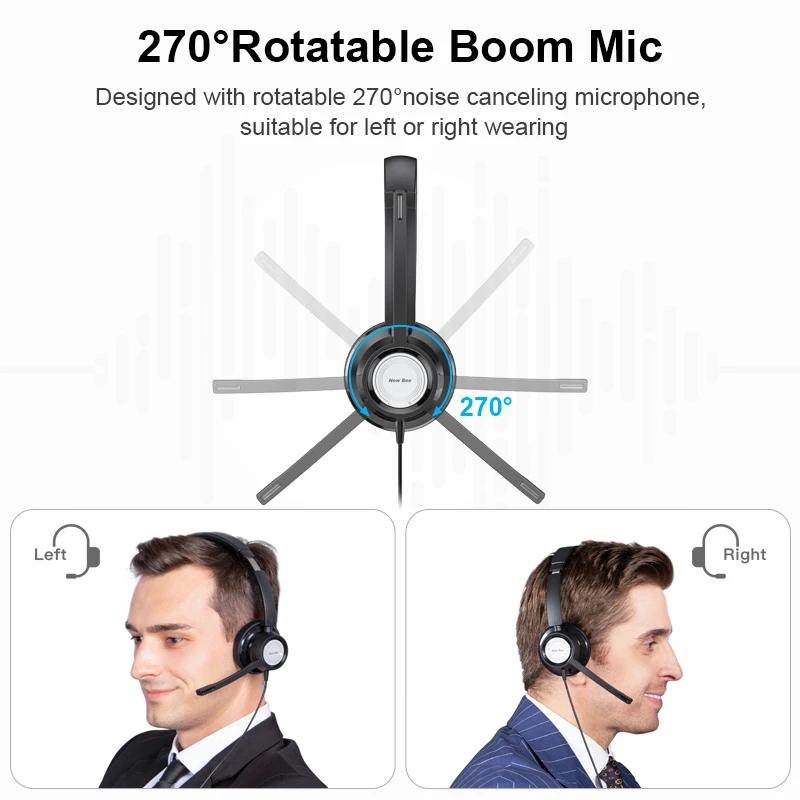 New Bee Single Ear Over Ear Headphone With Microphone Wired Noise ...