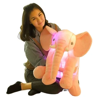 Custom Wholesale Stuffed Animal Pink Yellow Blue elephant Plush with led Animals Stuffed Toys