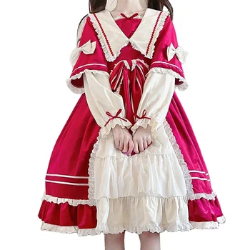 Aesthetic Gothic High Waist Dresses Fashion Goth Red Dress Vintage Velvet A Line Lolita Dress