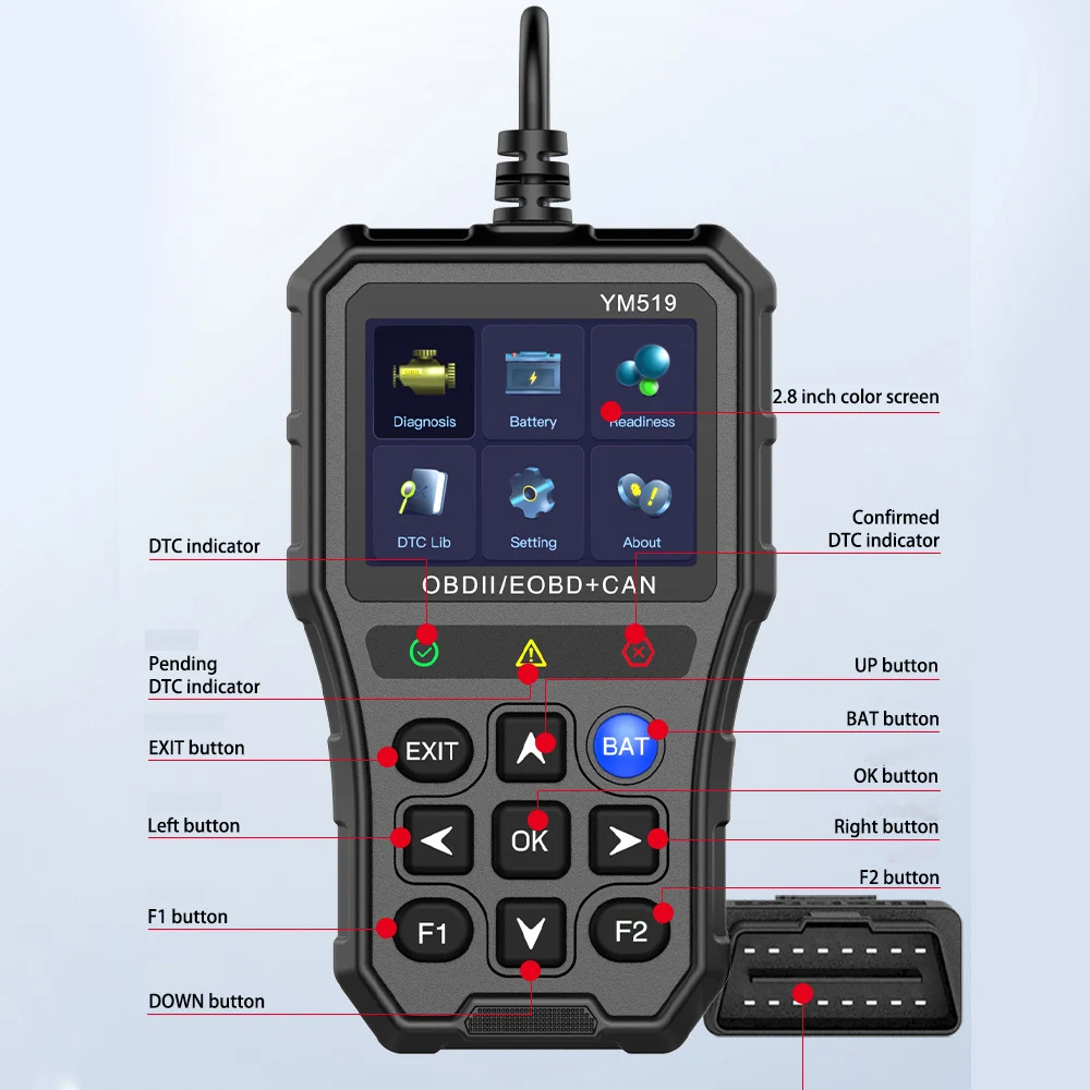 PCMOS 2.8-inch OBD2 Diagnostic Scanner - view 6