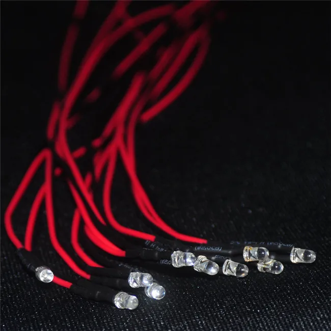 Small bulb 3V 5V 12V 5MM LED Diode Light Clear 20cm Cable Pre Wired With Plastic Holder