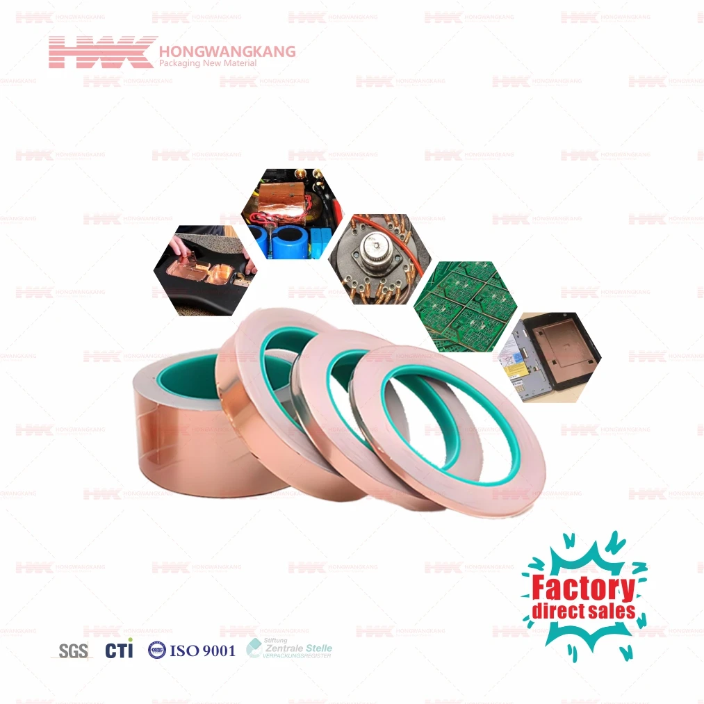 HWK Factory Custom EMI Shielding Copper Foil Conductive Tape Electrical LED Copper Tape for Electronics