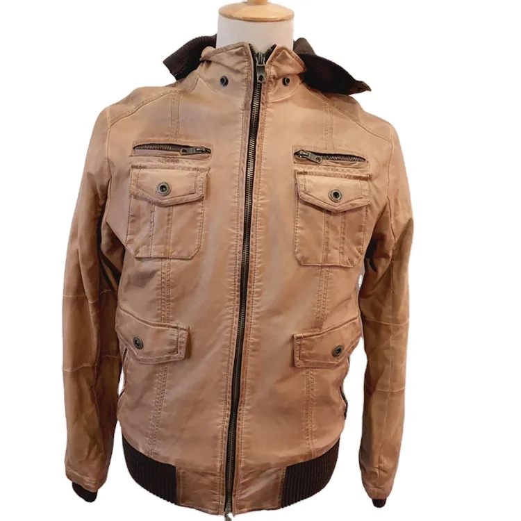 Jacket Mens Quilted Jacket With Removable Insert And Collar And Suppressible Hood Into Collar