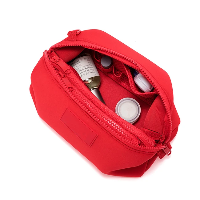 Factory Custom Colorful Neoprene Cosmetic Bag In Cream Toiletry Pouch