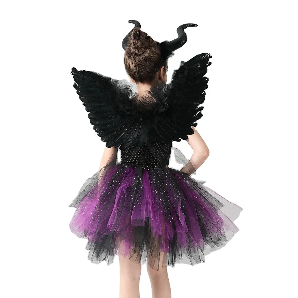 Dark Angel Costume Dress Wing Girls Evil Cosplay Outfits Clothes Baby Scary Halloween Dress for Performance Carnival Disguise Dark Angel Costume Dress Wing Girls Evil Cosplay Outfits Clothes Baby Scary Halloween Dress for Performance Carnival Disguise