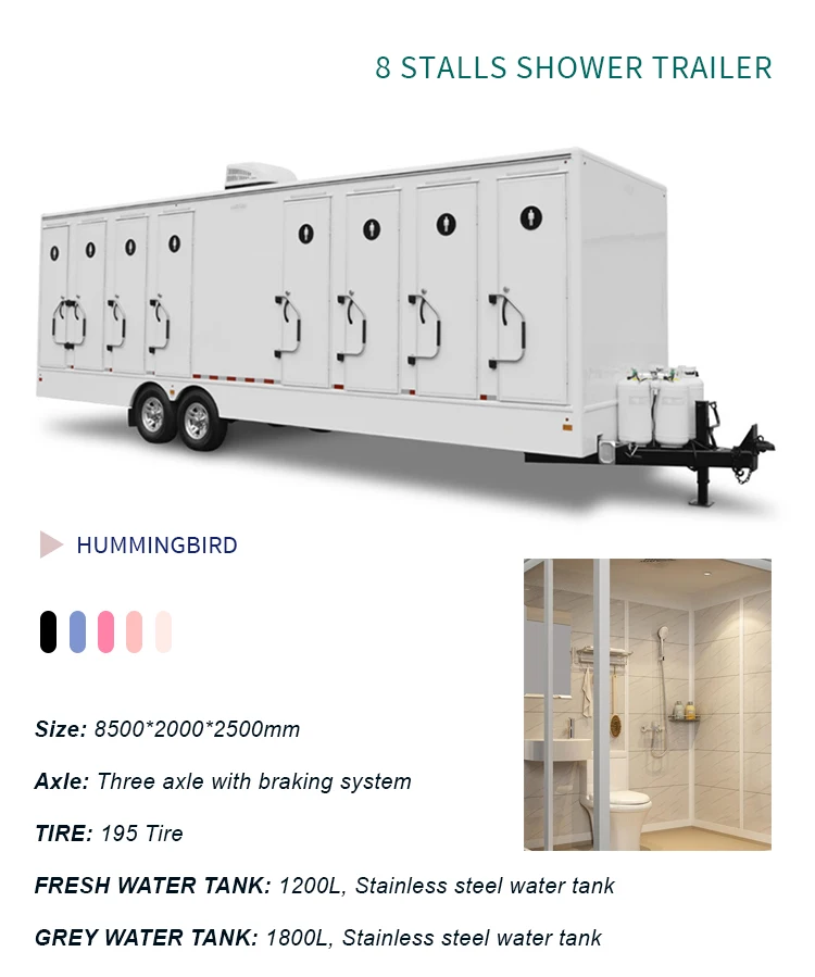 Mobile 2 Axle Portable Travel Shower Toilets Mobile Plastic Luxury