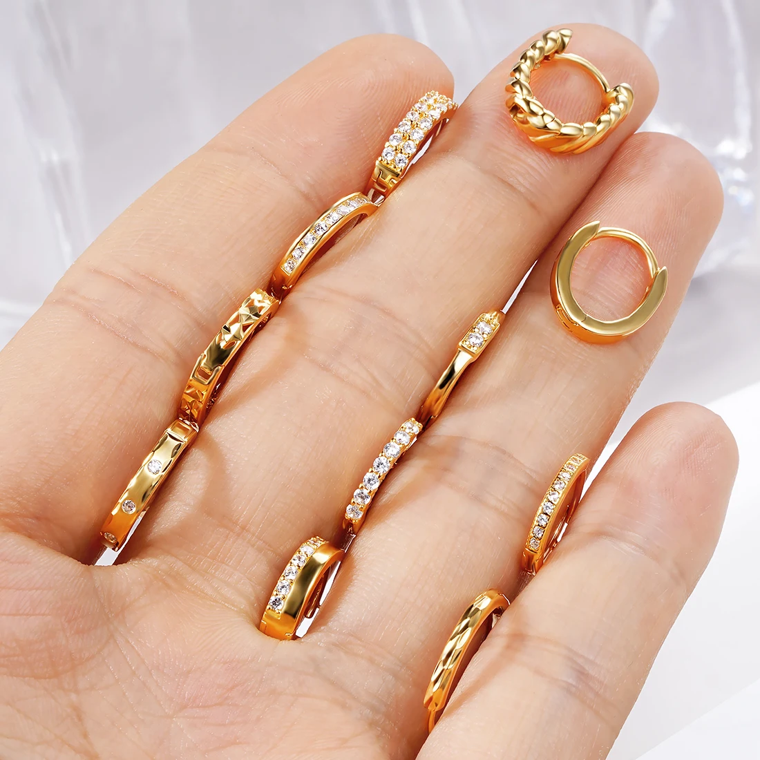 Cute Silver Chunky Hoop Earrings Jewelry For Women 18k Gold Plated