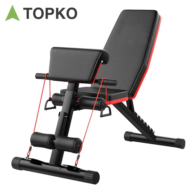 TOPKO Fitness Adjustable Strength Training Bench for Body Workout with Fast Folding Gym Equipment Weight Bench