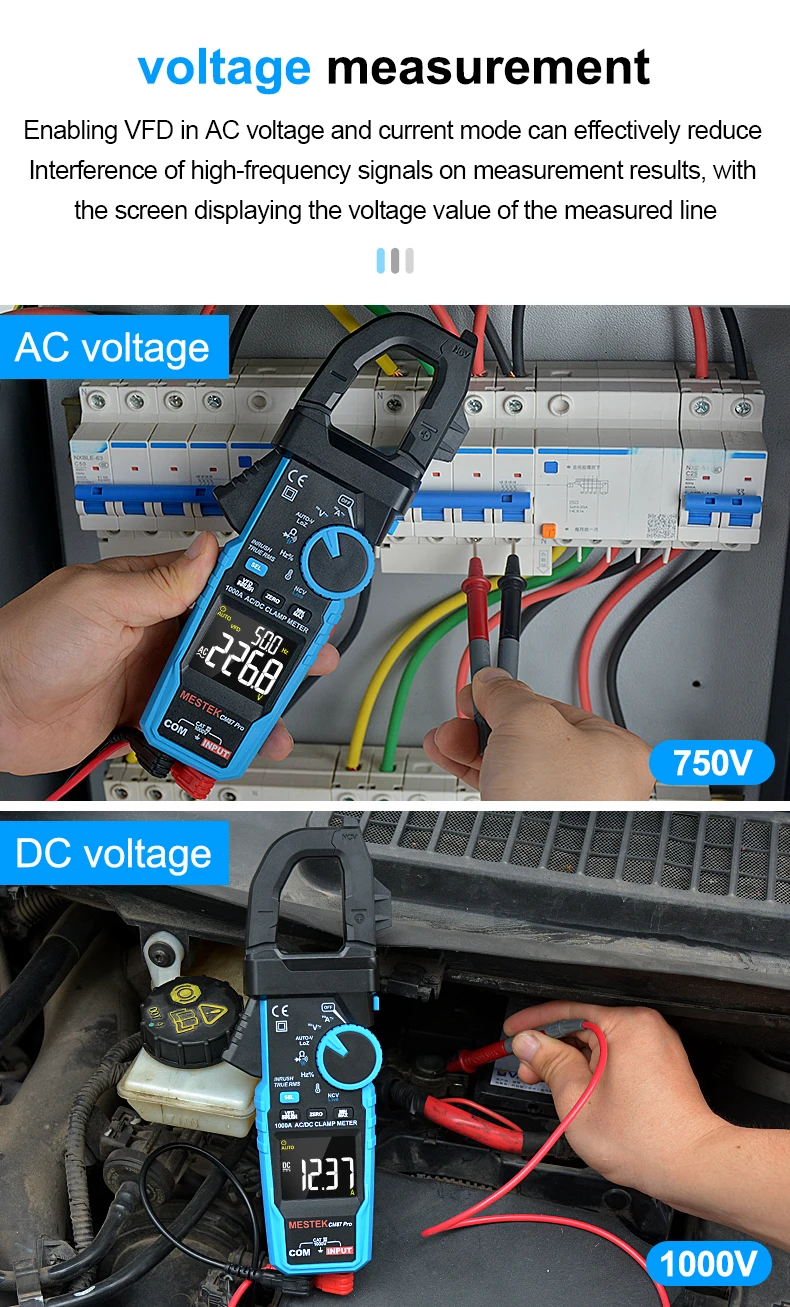 CM87PRO Digital Clamp Meter 1000A - True RMS AC/DC Current Tester with ...