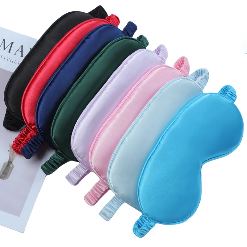 New Design Pure Color Elastic Satin Silk Eye Mask Dropshipping Custom Logo Sleeping Mask