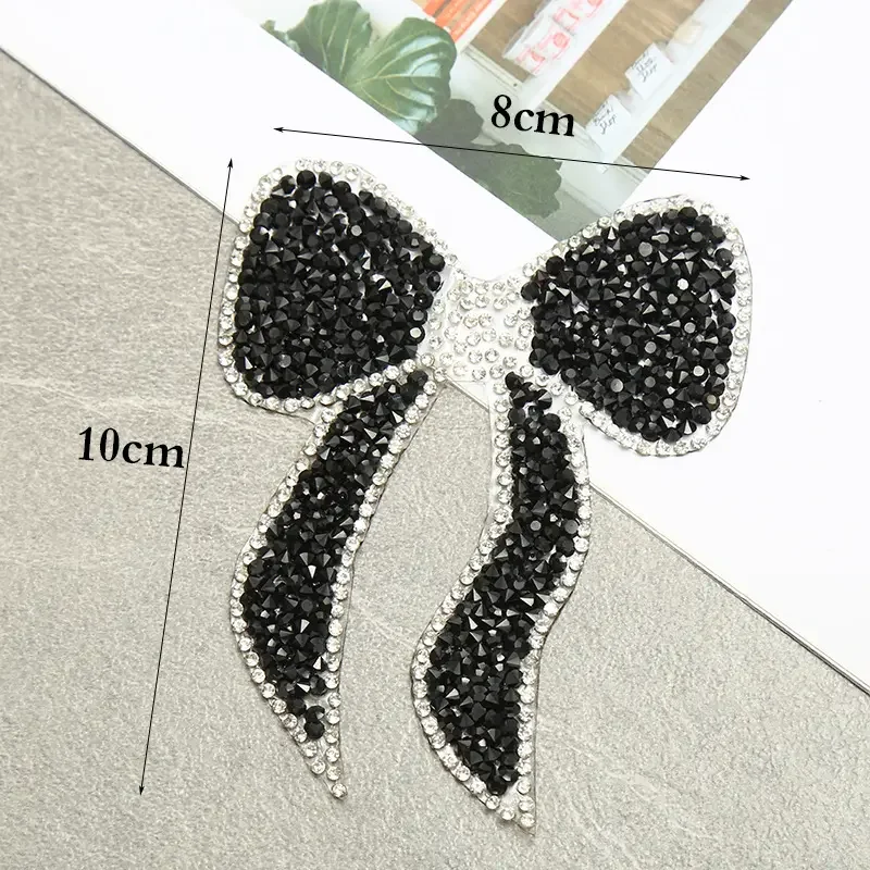 New Product butterfly Bow Shape Rhinestone Applique Custom Hot Resin Diamond Patch for Clothing