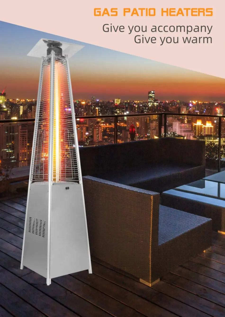 Hot Sale garden Outdoor Adjustable Thermostat Portable Stainless Steel patio gas heaters
