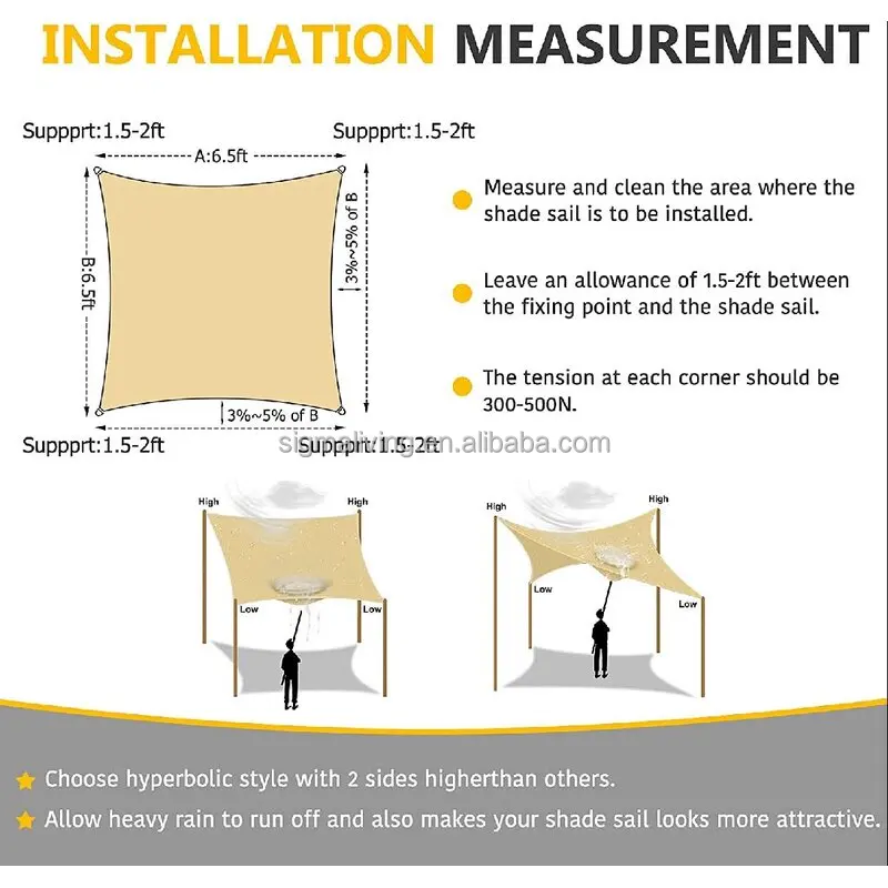 Rectangle 6.5'X 6.5' shade Canopy awning outdoor patio polyester fabric awning