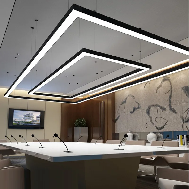 Luz Pendente Contínua de LED para Academia, Shopping, Supermercado, Conferência, Escritório Comercial, Instalação em Projeto de Fita Longa