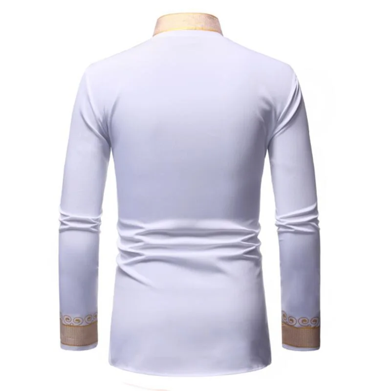 Autumn African Clothes For Men Casual Stand-up Collar Dashiki Long Sleeve Striped Adult Man Shirt