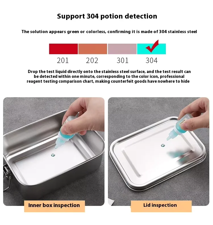 product custom thickened stainless steel lunch box single tier bento box with removable divider  double buckle lid for office students-5