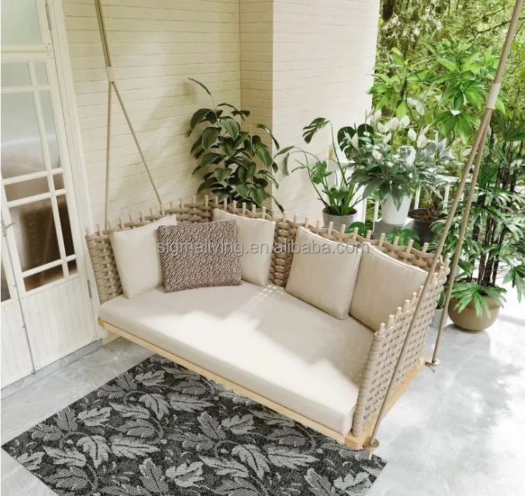 Balcony hanging furniture outdoor woven rattan porch handing sofa swing sofa