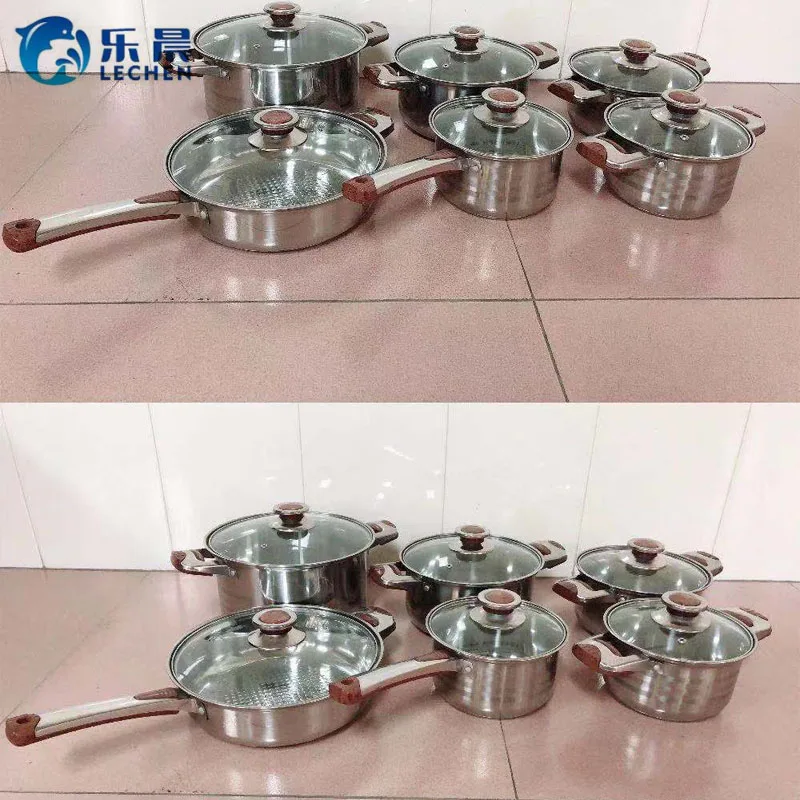 Double Bottom Cooking Pot Stainless Steel Stainless Steel Stock Pot  With Magnetic Cooking Pot Cookware Set