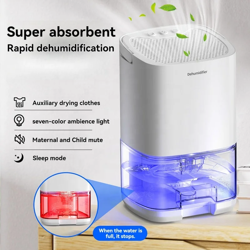 Compact Electric Dehumidifier with Removable Water Reservoir Low-Noise Operation Auto Shut-Off Ideal for RVs Dorms Offices 6